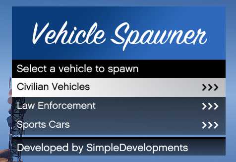Vehicle Spawn Menu