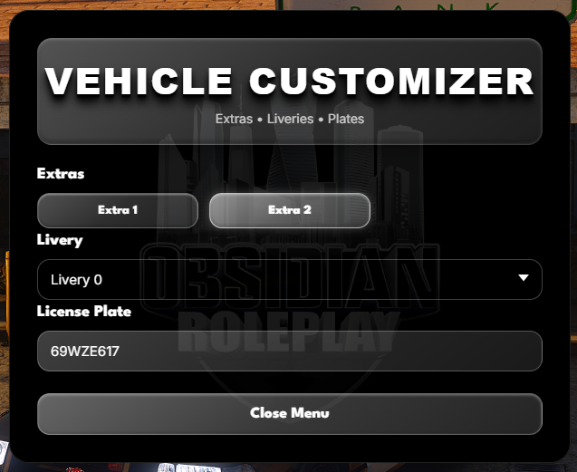 Vehicle Customization Menu